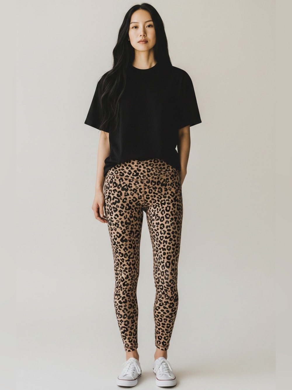 aerie Leopard-Print High-Rise Leggings in Brown and Black